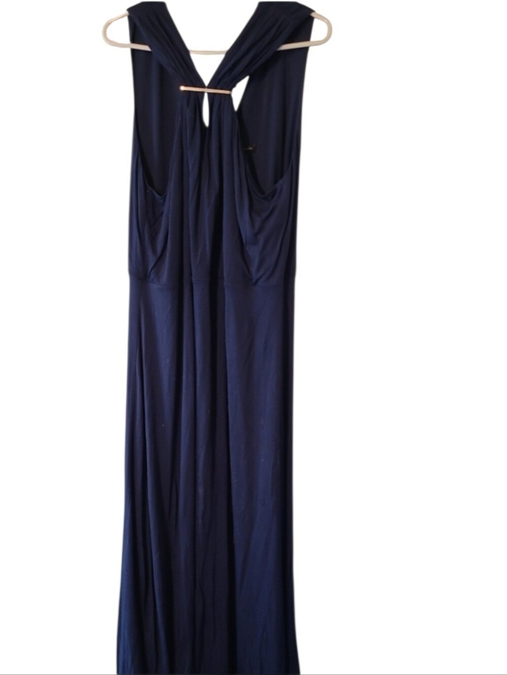 Ann Taylor Navy Maxi Dress with V-Neck Twist Detail